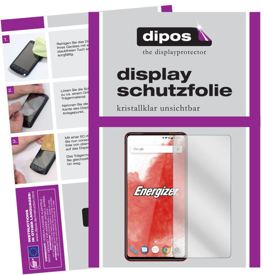 Klare Displayschutzfolie von dipos passend für Energizer Power Max P18K Pop, präziser Zuschnitt und blasenfrei montiert