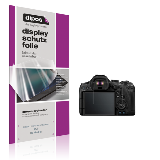 Klare Displayschutzfolie von dipos passend für EOS R6 Mark III, präziser Zuschnitt und blasenfrei montiert