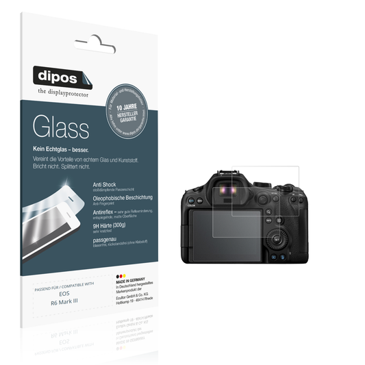 Matte Displayschutzfolie von dipos passend für EOS R6 Mark III, 9H kratzfest und blasenfrei montiert