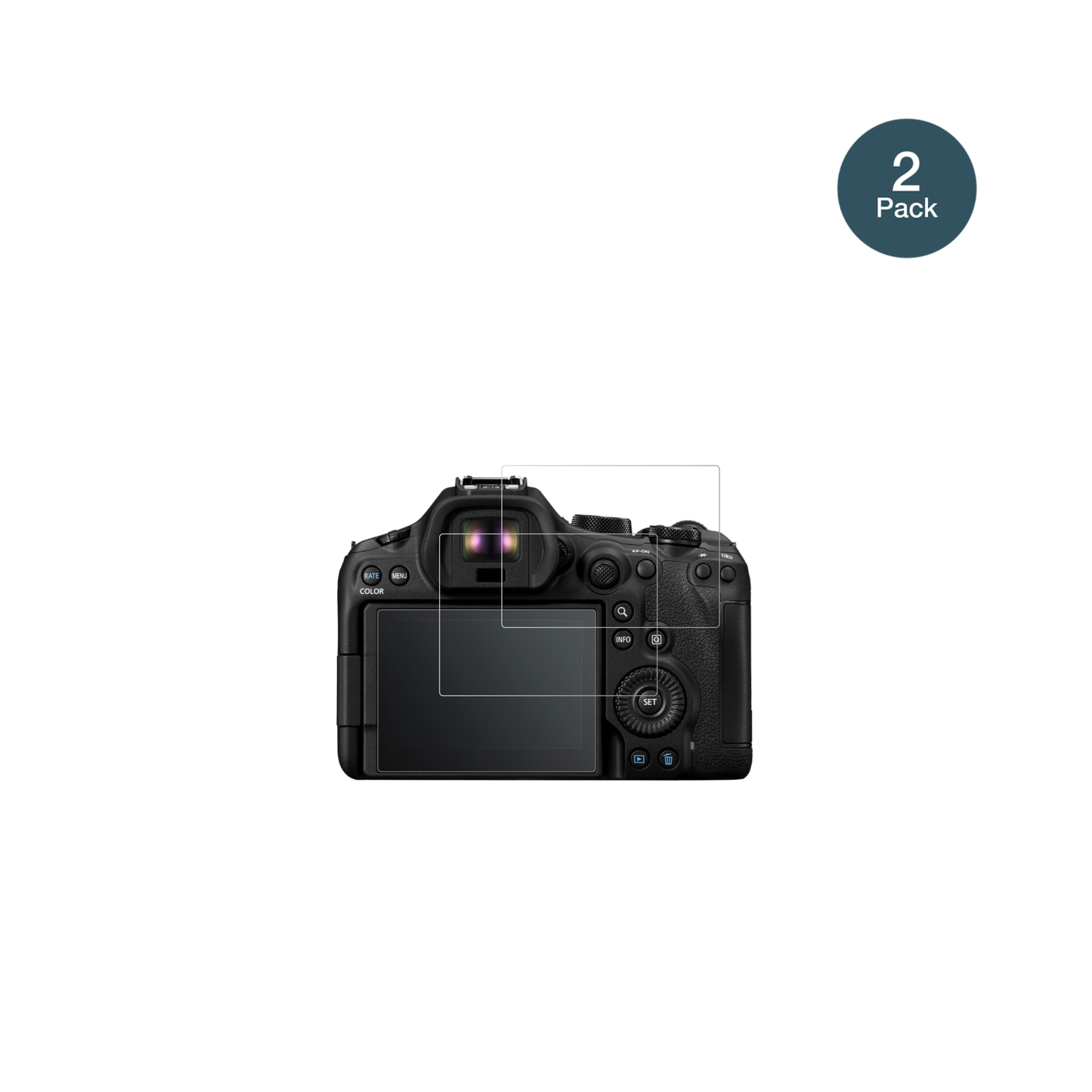 EOSR6 Mark III mit aufgebrachter dipos Flex Schutzfolie, glasklare Darstellung ohne Einschränkungen