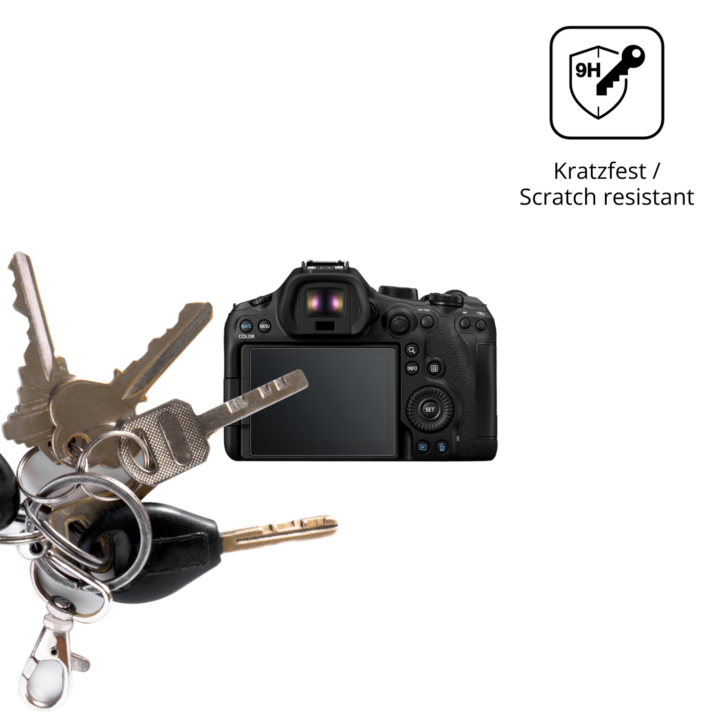 dipos Displayschutz für EOS R6 Mark III, transparente Oberfläche, perfekte Passform auch für die Rundungen