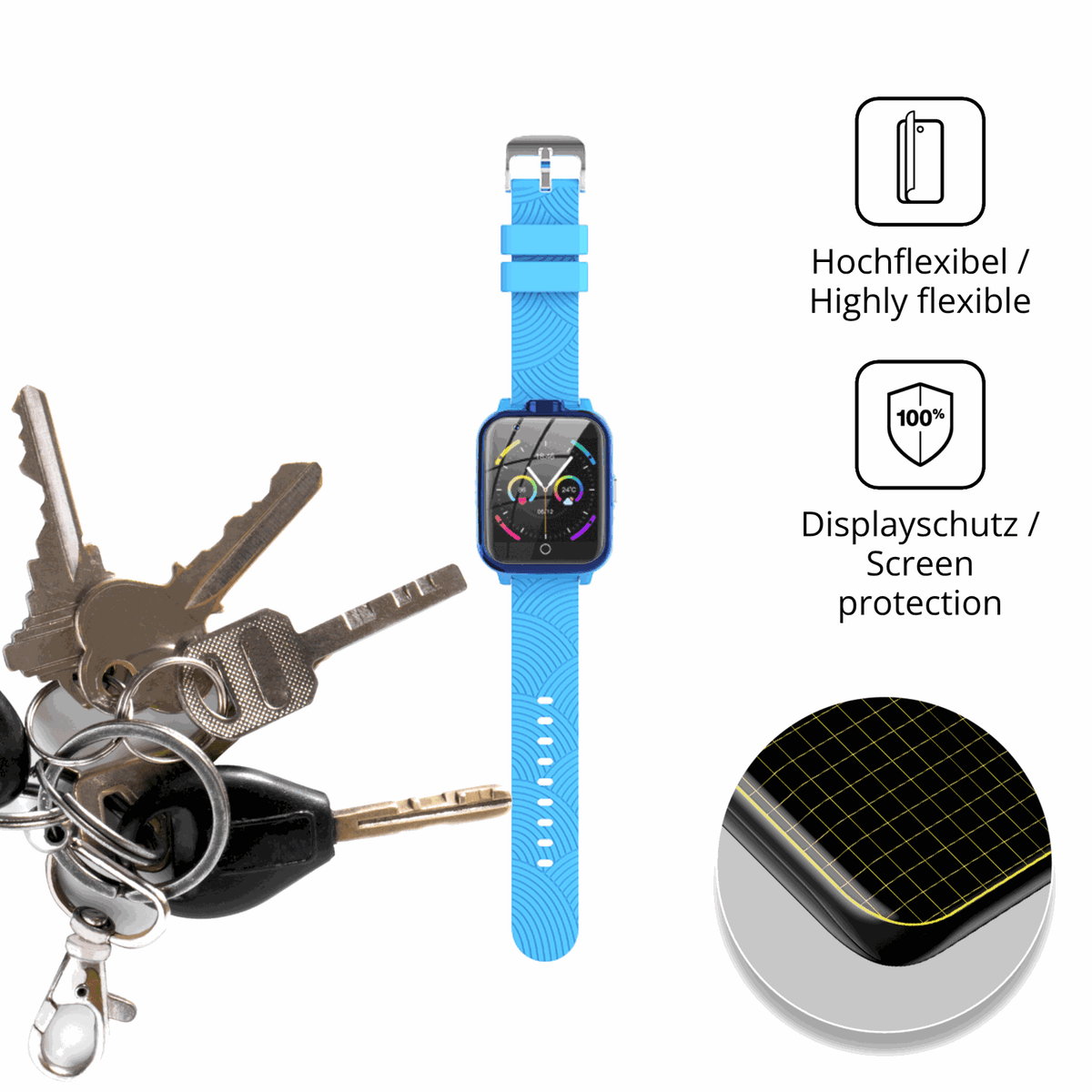 dipos Displayschutz für Eoxxon T13, transparente Oberfläche, perfekte Passform auch für die Rundungen