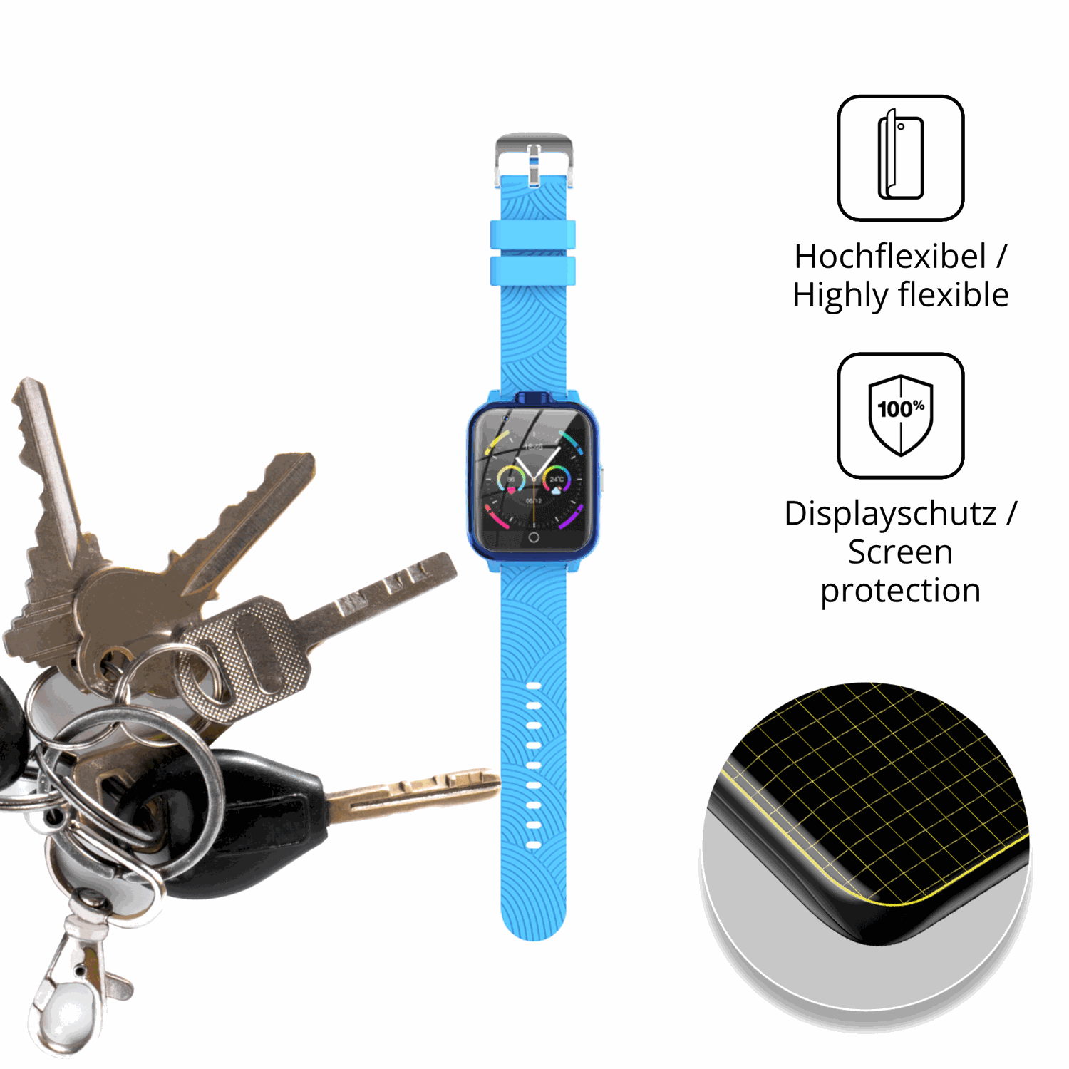 dipos Displayschutz für Eoxxon T13, transparente Oberfläche, perfekte Passform auch für die Rundungen