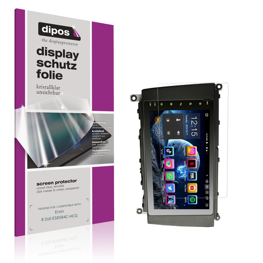 Klare Displayschutzfolie von dipos passend für Ersin 8 Zoll ES8584C-HCG, präziser Zuschnitt und blasenfrei montiert