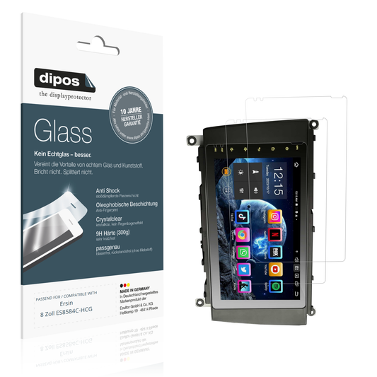 Klare Displayschutzfolie von dipos passend für Ersin 8 Zoll ES8584C-HCG, 9H kratzfest und blasenfrei montiert