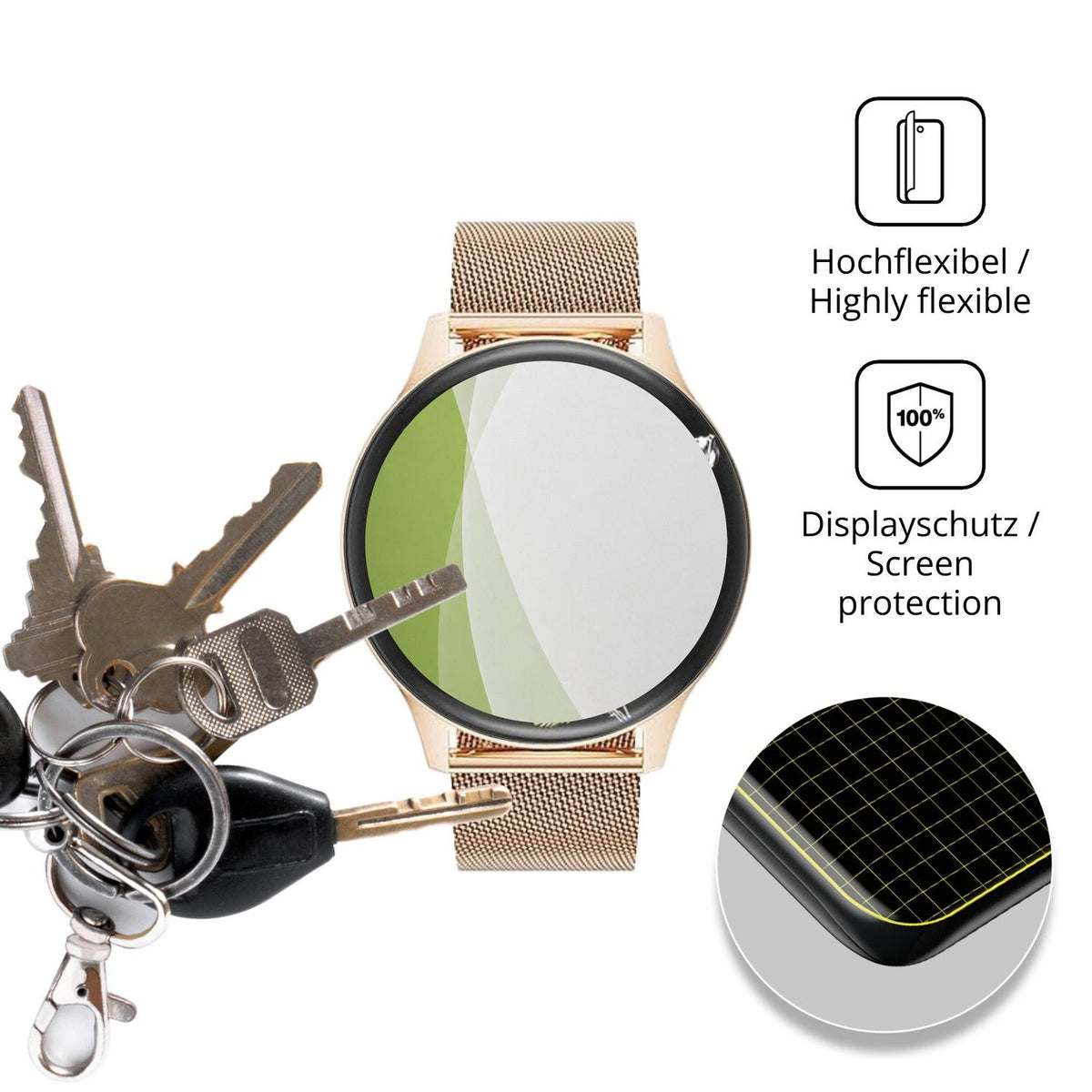 dipos Displayschutz für ESFOE FV21, transparente Oberfläche, perfekte Passform auch für die Rundungen