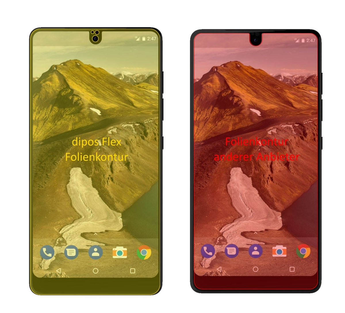 3x Full Cover Screen Protector for Essential PH-1 – Covers Curved Edges | dipos