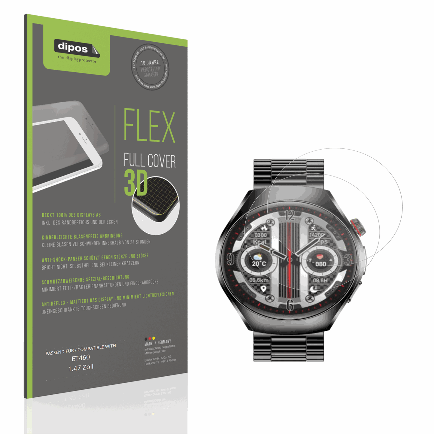 Matte Displayschutzfolie von dipos passend für ET460 1.47 Zoll, 100% Displayabdeckung und blasenfreie Montage