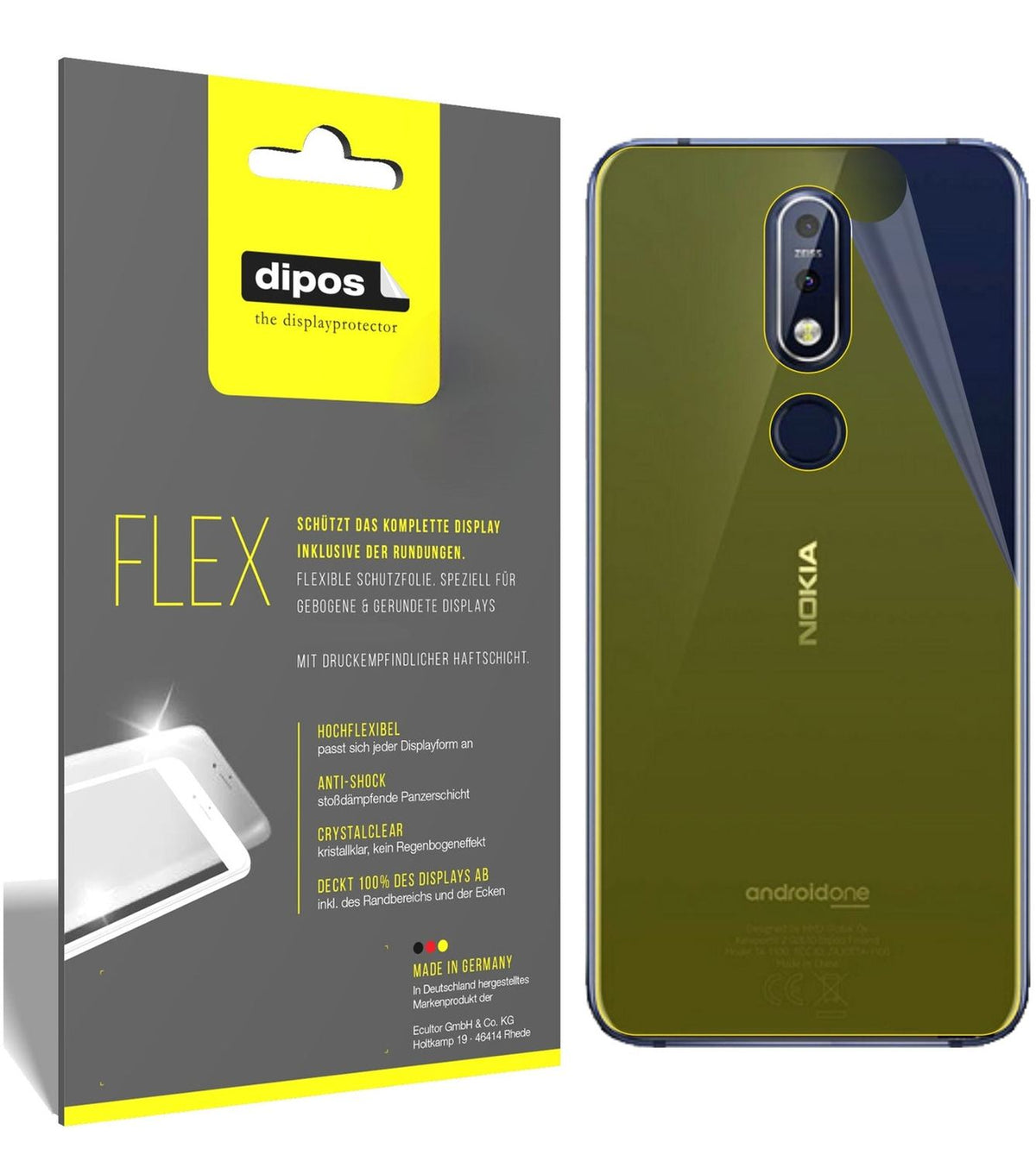 2x Screen Protector Nokia 7.1 Plus back Protective Film covers 100% dipos Flex