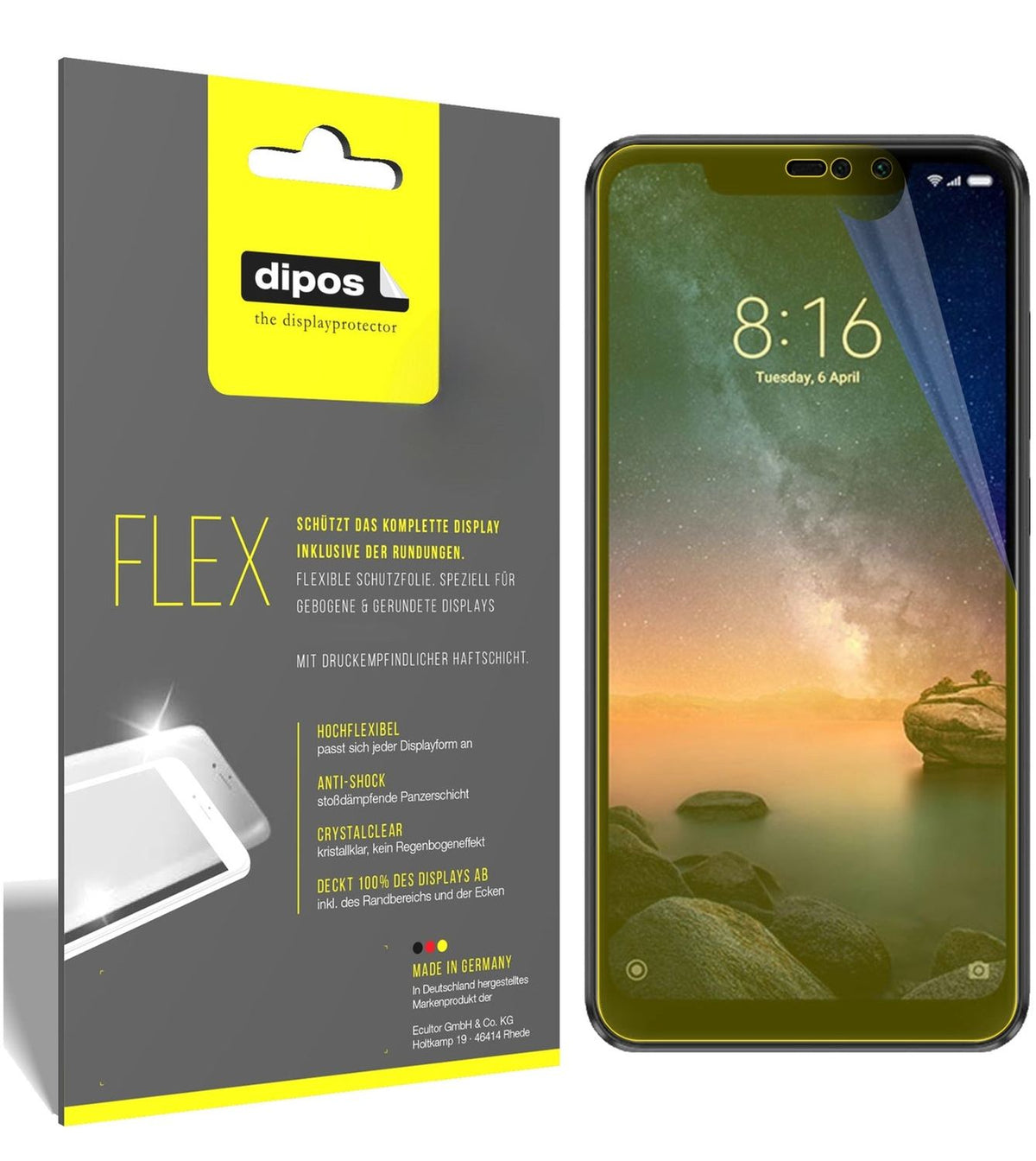 2x Screen Protector Xiaomi Redmi Note 6 Pro Protective Film covers 100% dipos