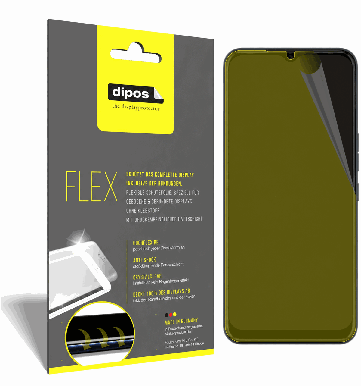 2x Screen Protector for Tecno Spark 8 Protective Film covers 100% dipos Flex