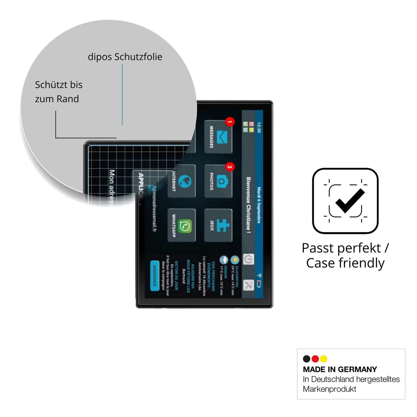 Besonders flexibler Displayschutz mit Anti-Shock-Schicht im Materialmix
