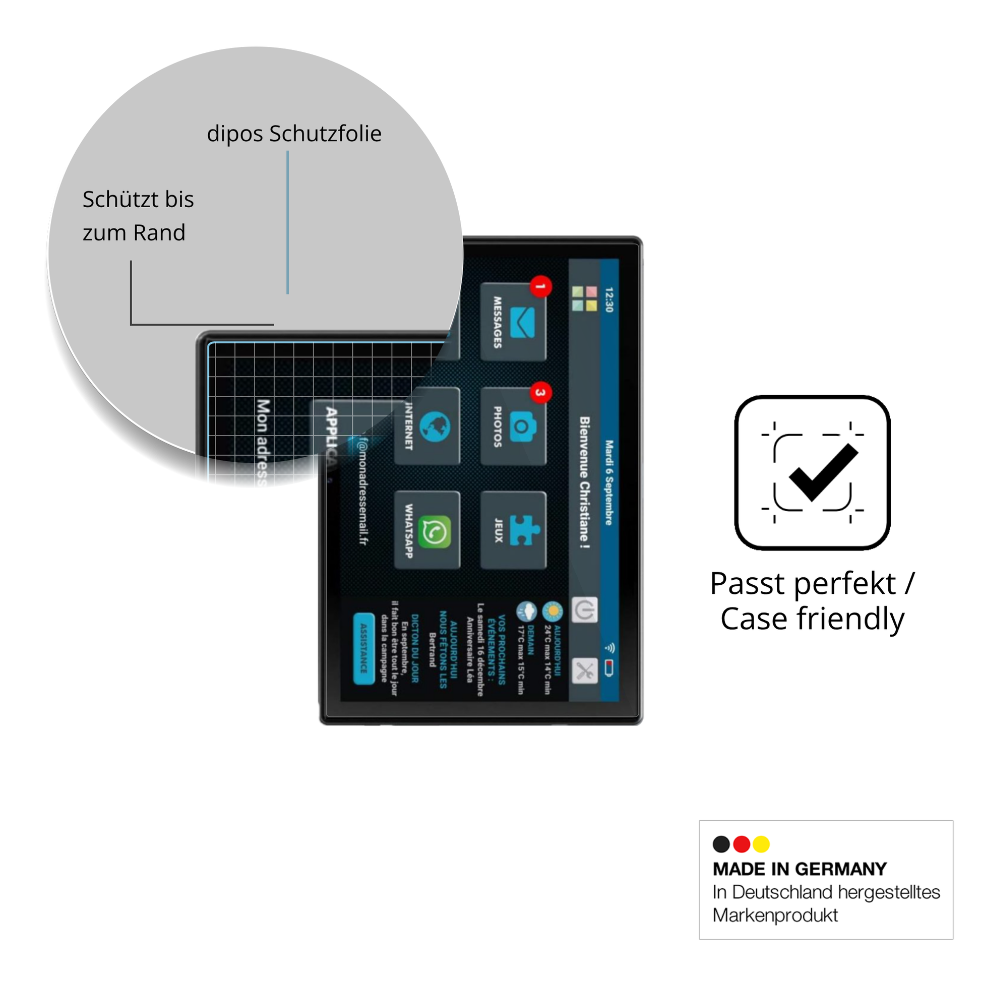 Besonders flexibler Displayschutz mit Anti-Shock-Schicht im Materialmix