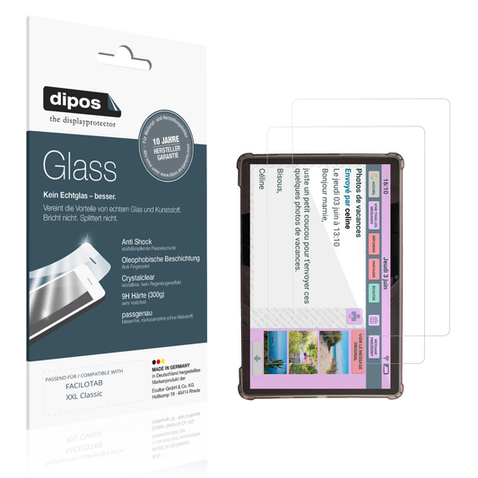 Klare Displayschutzfolie von dipos passend für FACILOTAB XXL Classic, 9H kratzfest und blasenfrei montiert