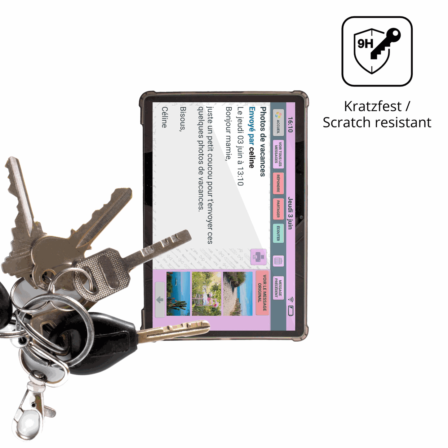 dipos Displayschutz für FACILOTAB XXL Classic, transparente Oberfläche, perfekte Passform auch für die Rundungen