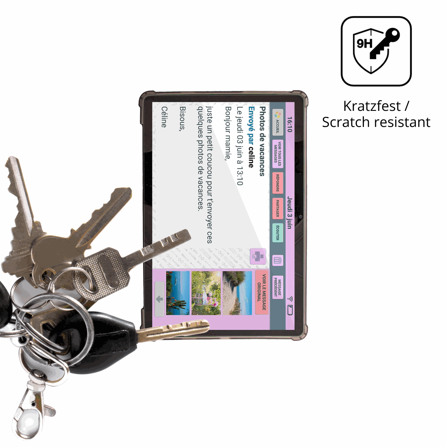 dipos Displayschutz für FACILOTAB XXL Classic, transparente Oberfläche, perfekte Passform auch für die Rundungen