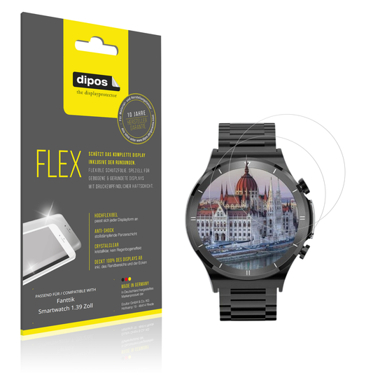 Klare Displayschutzfolie von dipos passend für Fanttik Smartwatch 1.39 Zoll, 100% Displayabdeckung und blasenfreie Montage