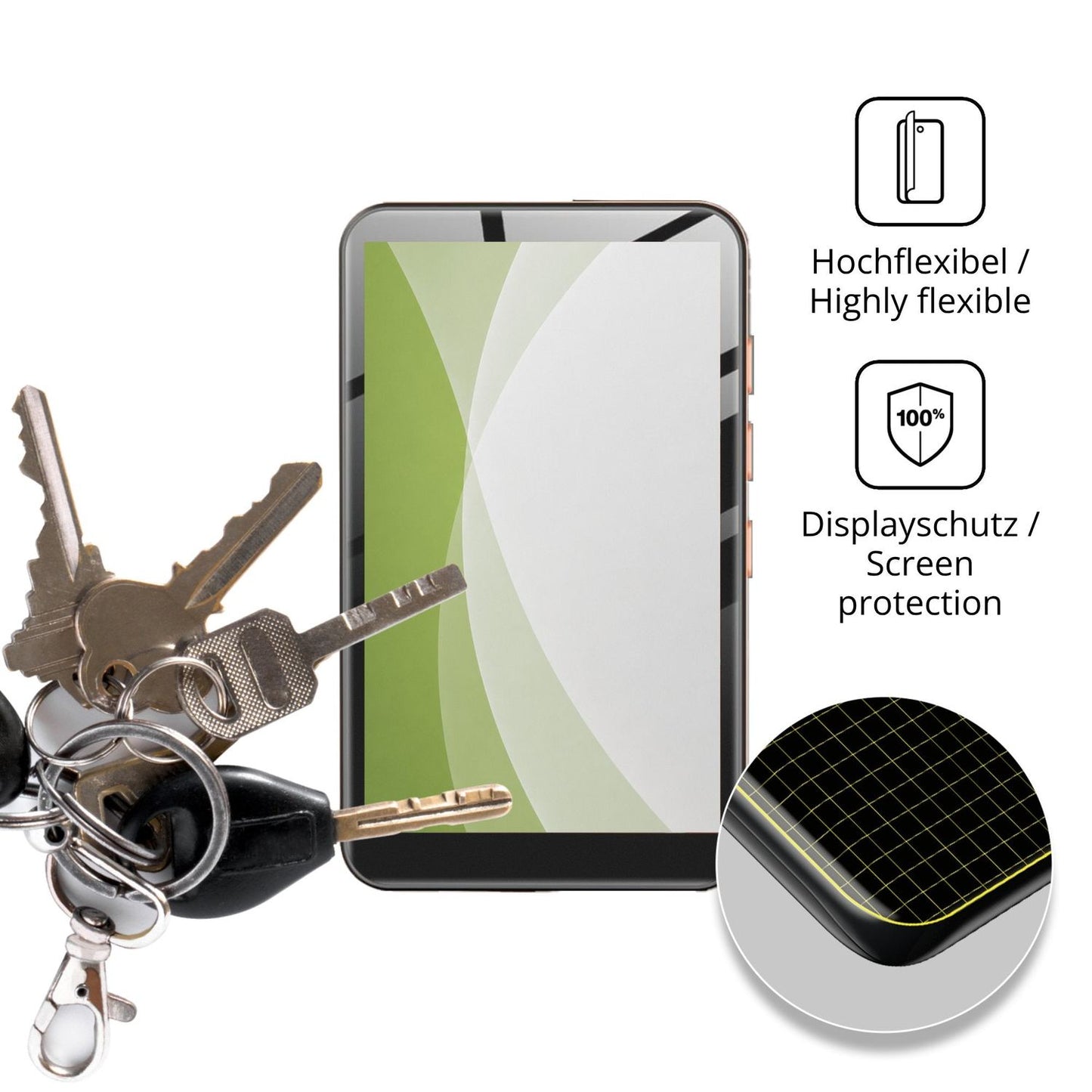 dipos Displayschutz für Fanvace K22, transparente Oberfläche, perfekte Passform auch für die Rundungen