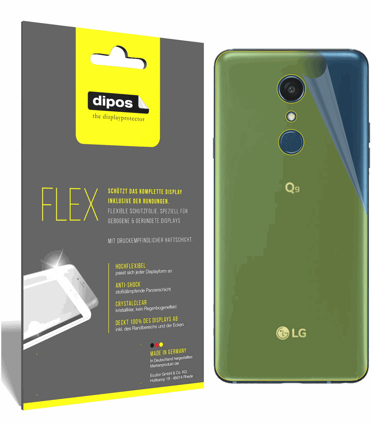 3x Screen Protector for LG Q9 back Protective Film covers 100% dipos Flex