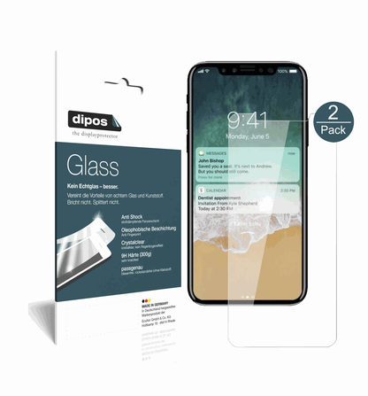 2x 9H Clear Screen Protector for Apple iPhone X – Shatterproof, Crystal Clear | dipos