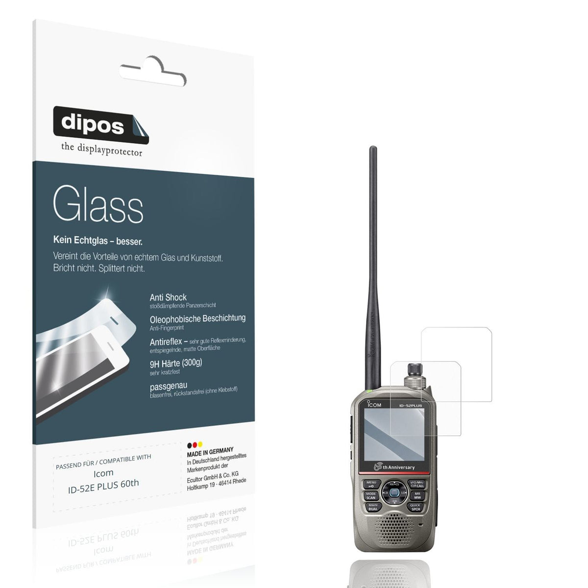 2x Screen Protector for Icom ID-52E PLUS 60th matte Flexible Glass 9H dipos