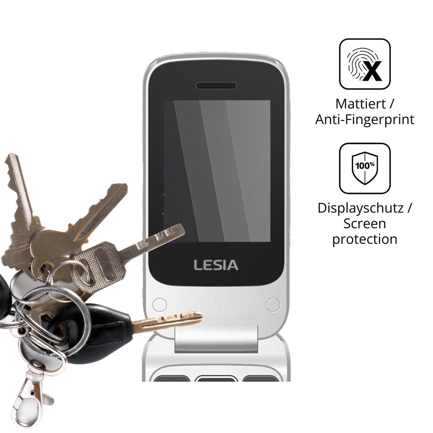 dipos Displayschutz für FEGA Flip Senior 2, mattierte Oberfläche, Blickschutzfilter und perfekter Passform