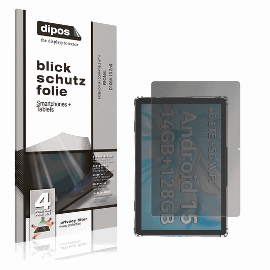 Blickschutzfolie von dipos passend für FEONAL D106A 10 Zoll, präziser Zuschnitt und blasenfrei montiert