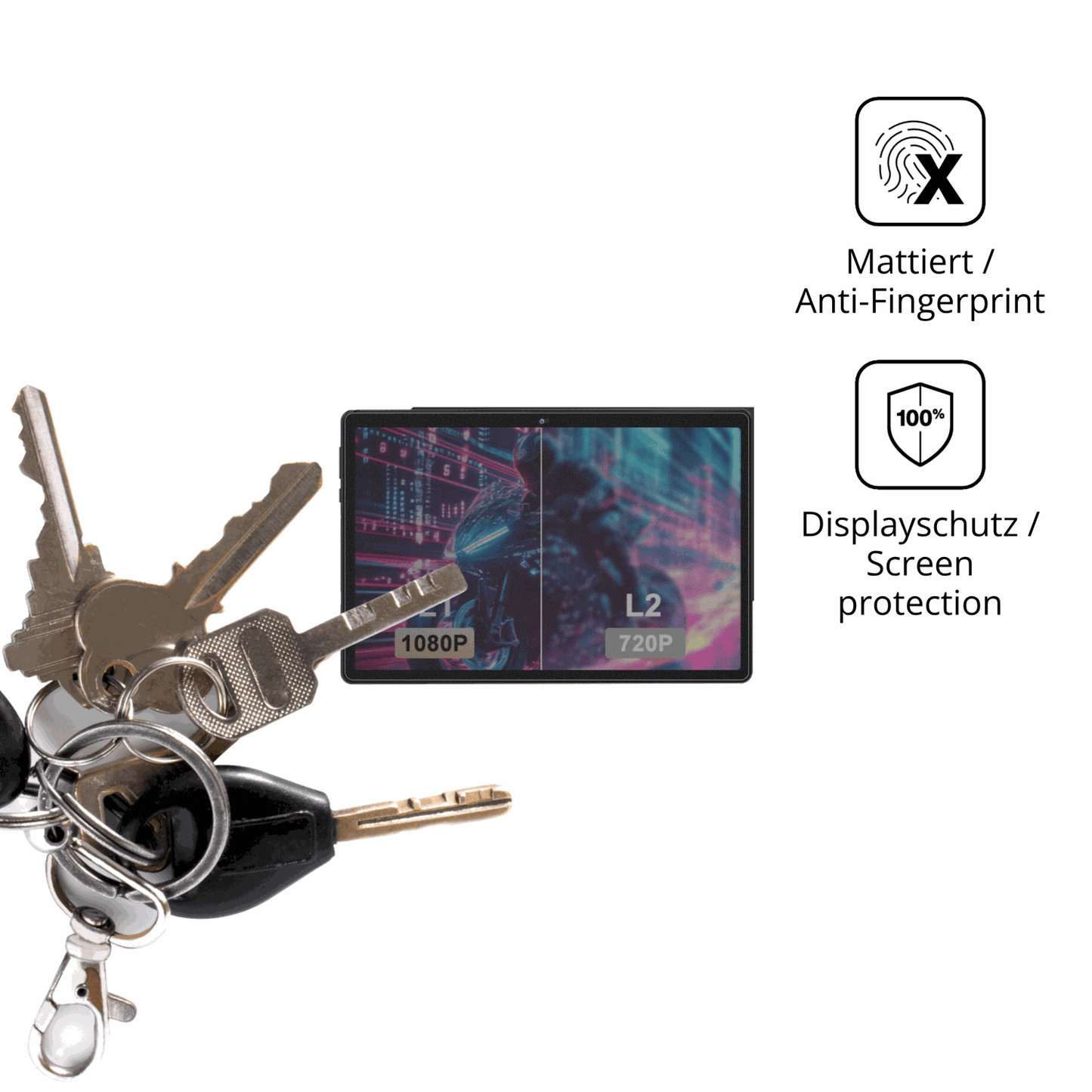 dipos Displayschutz für fezawio F11 10.1, mattierte Oberfläche, Blickschutzfilter und perfekter Passform