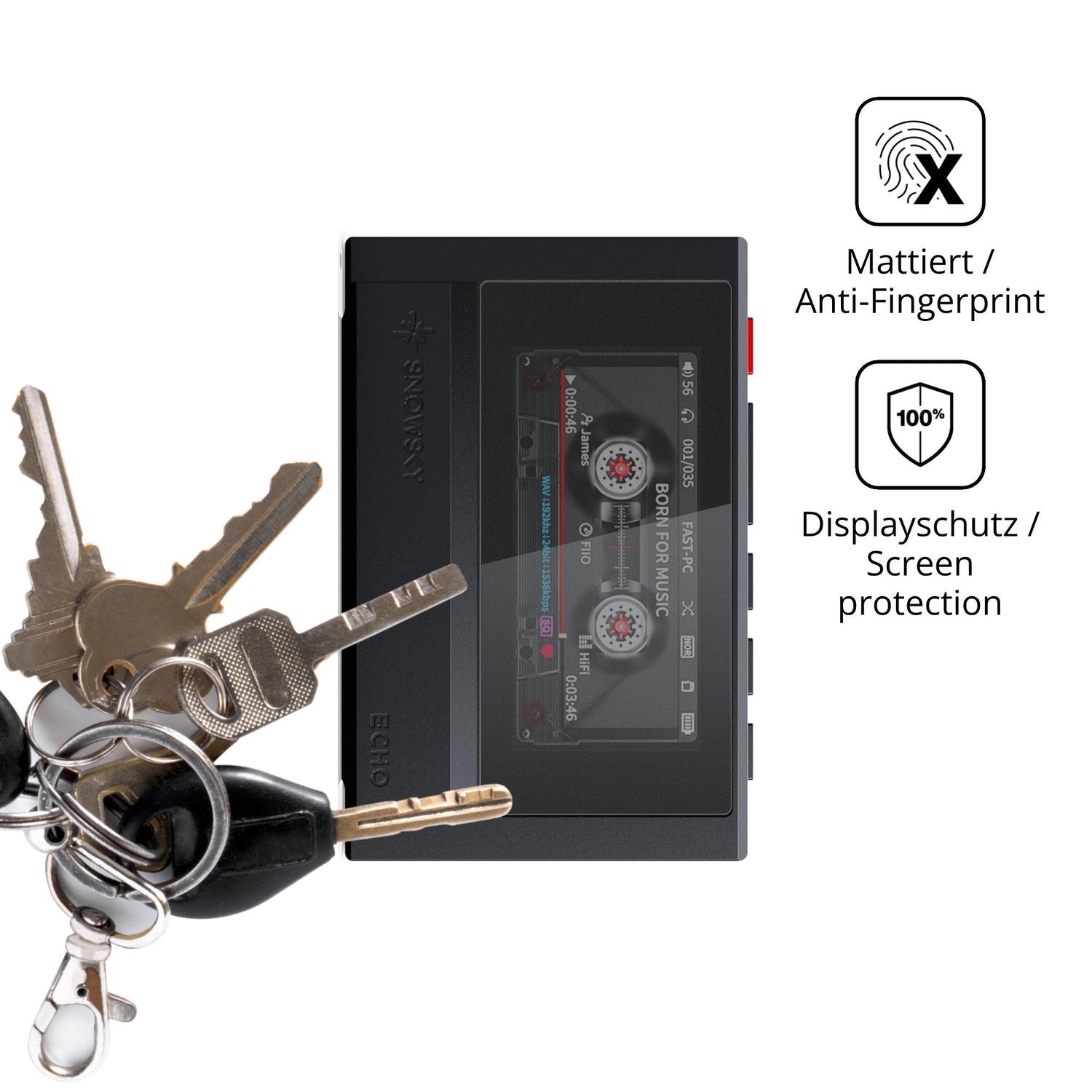dipos Displayschutz für FiiO Echo Retro, mattierte Oberfläche, Blickschutzfilter und perfekter Passform