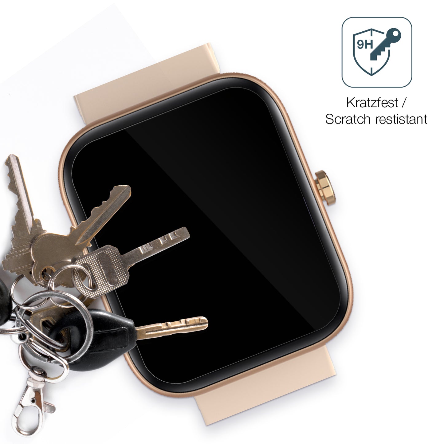 dipos Displayschutz für Fireboltt Neptune, transparente Oberfläche, perfekte Passform auch für die Rundungen
