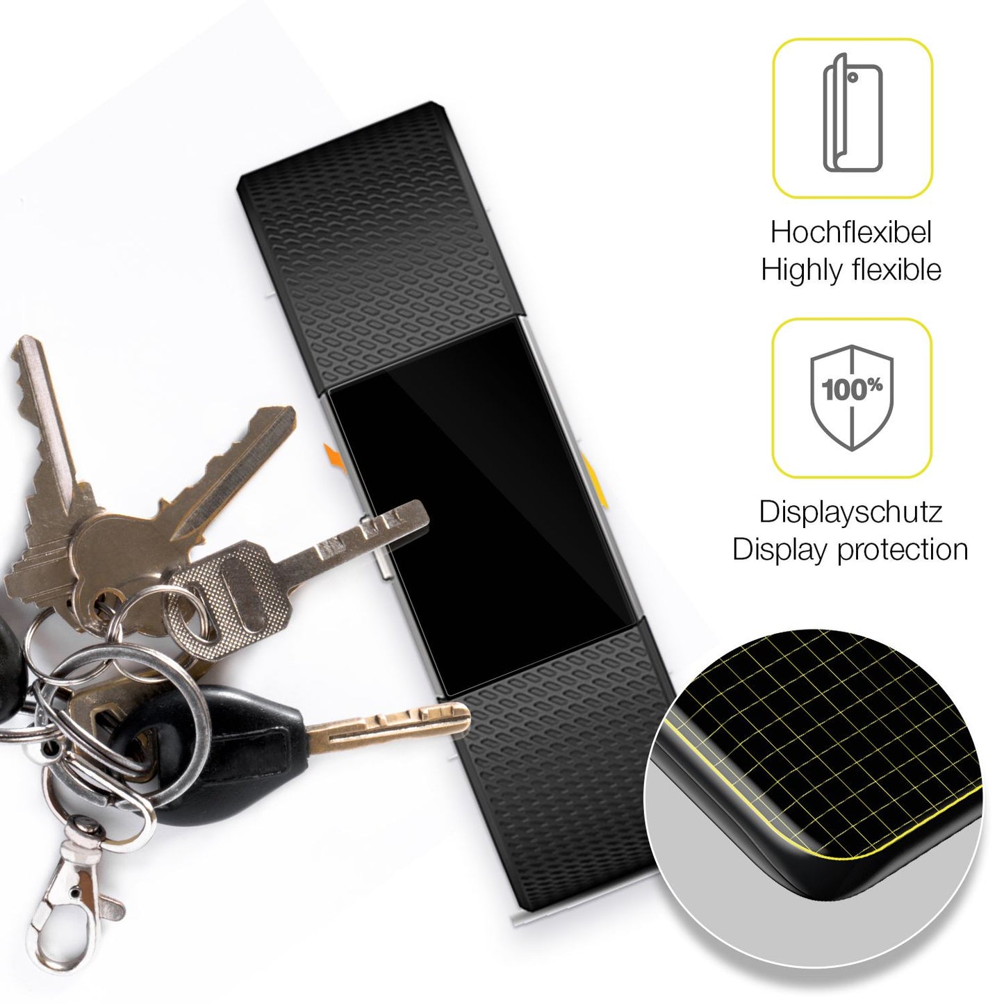 dipos Displayschutz für Fitbit Charge 2, transparente Oberfläche, geringe Dicke und perfekte Passform