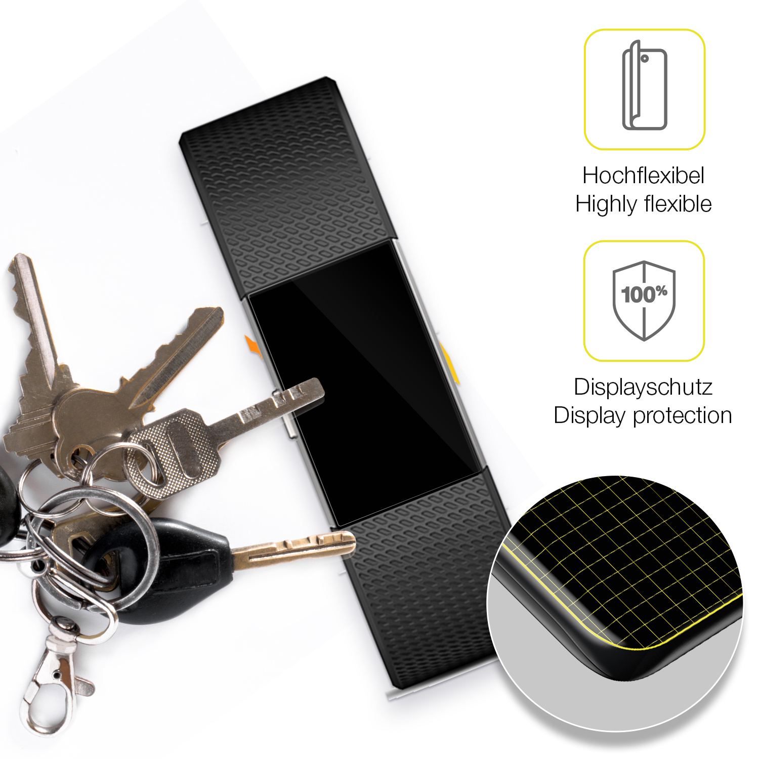 dipos Displayschutz für Fitbit Charge 2, transparente Oberfläche, geringe Dicke und perfekte Passform
