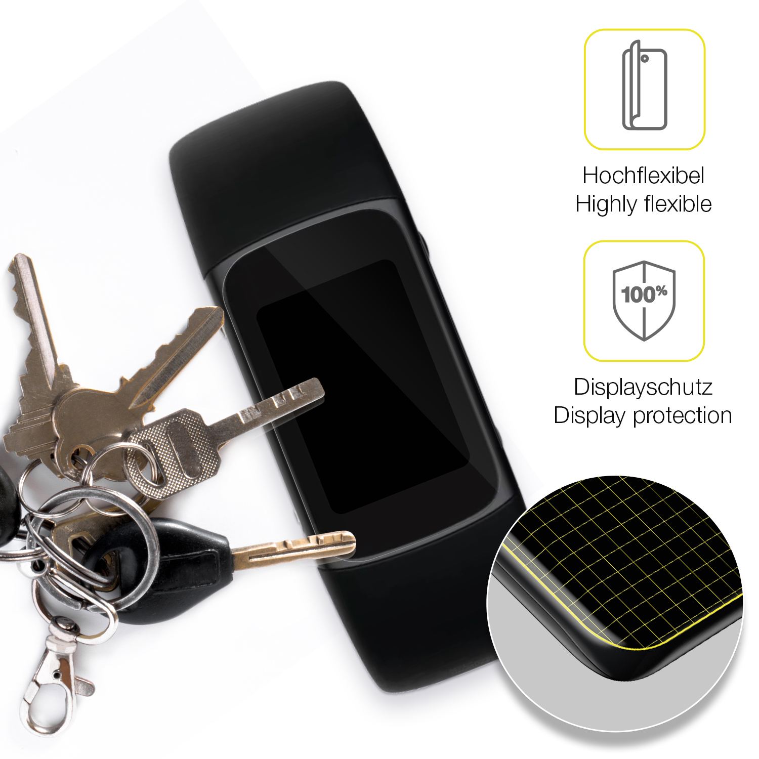 dipos Displayschutz für Fitbit Charge 6, transparente Oberfläche, geringe Dicke und perfekte Passform