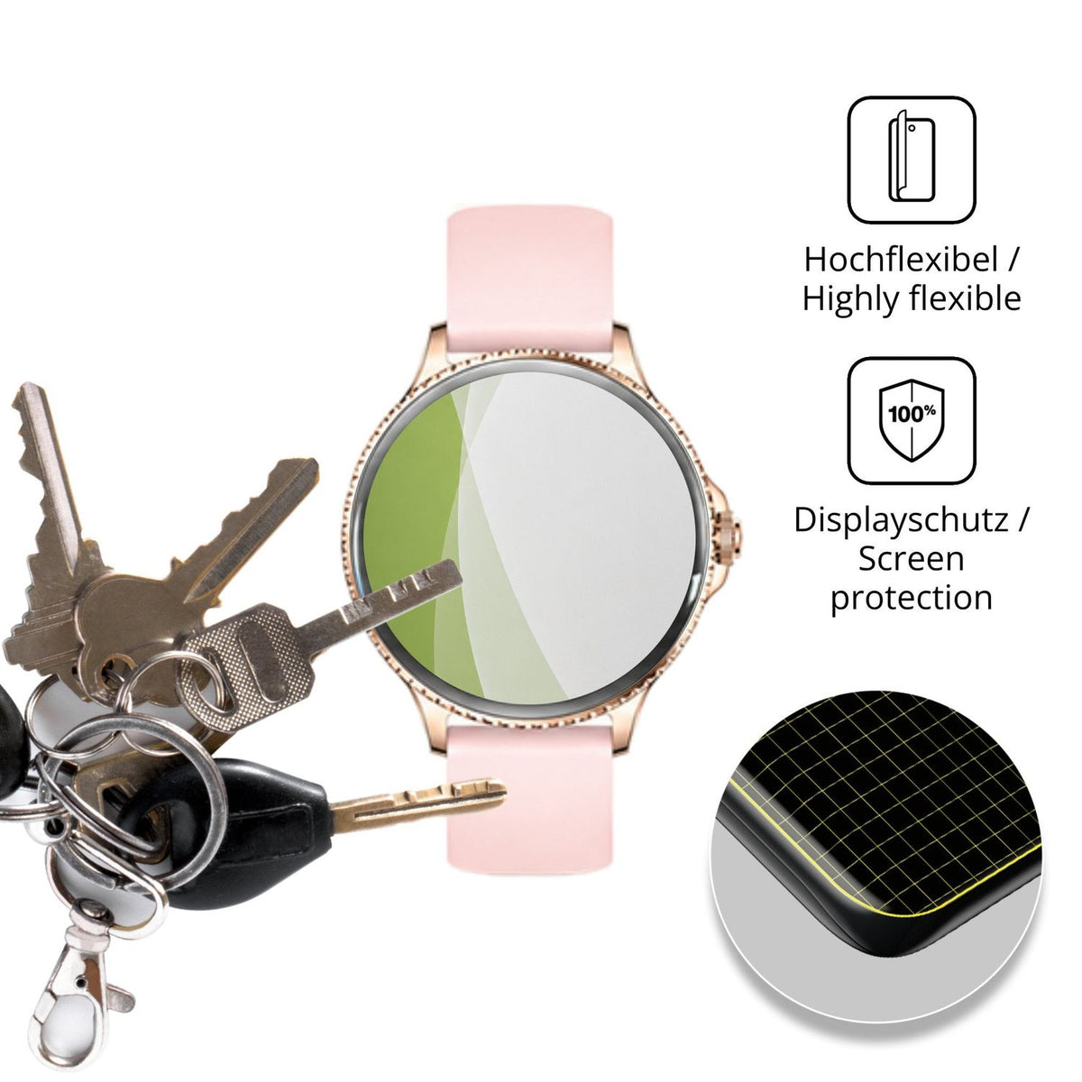 dipos Displayschutz für Fitonme I225, transparente Oberfläche, perfekte Passform auch für die Rundungen