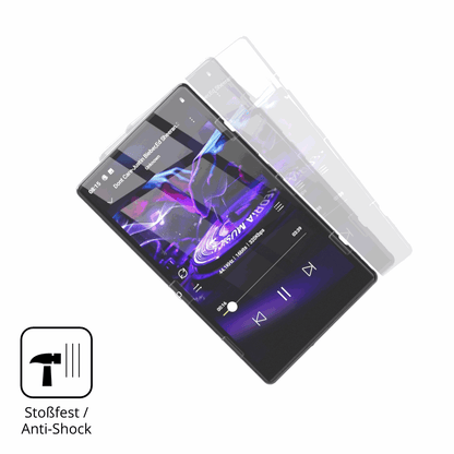 Schutz gegen Kratzer auf dem AHENOD G15 MP3-Player Glas durch Schlüssel, Stöße gegen die Tischkante oder Stürze