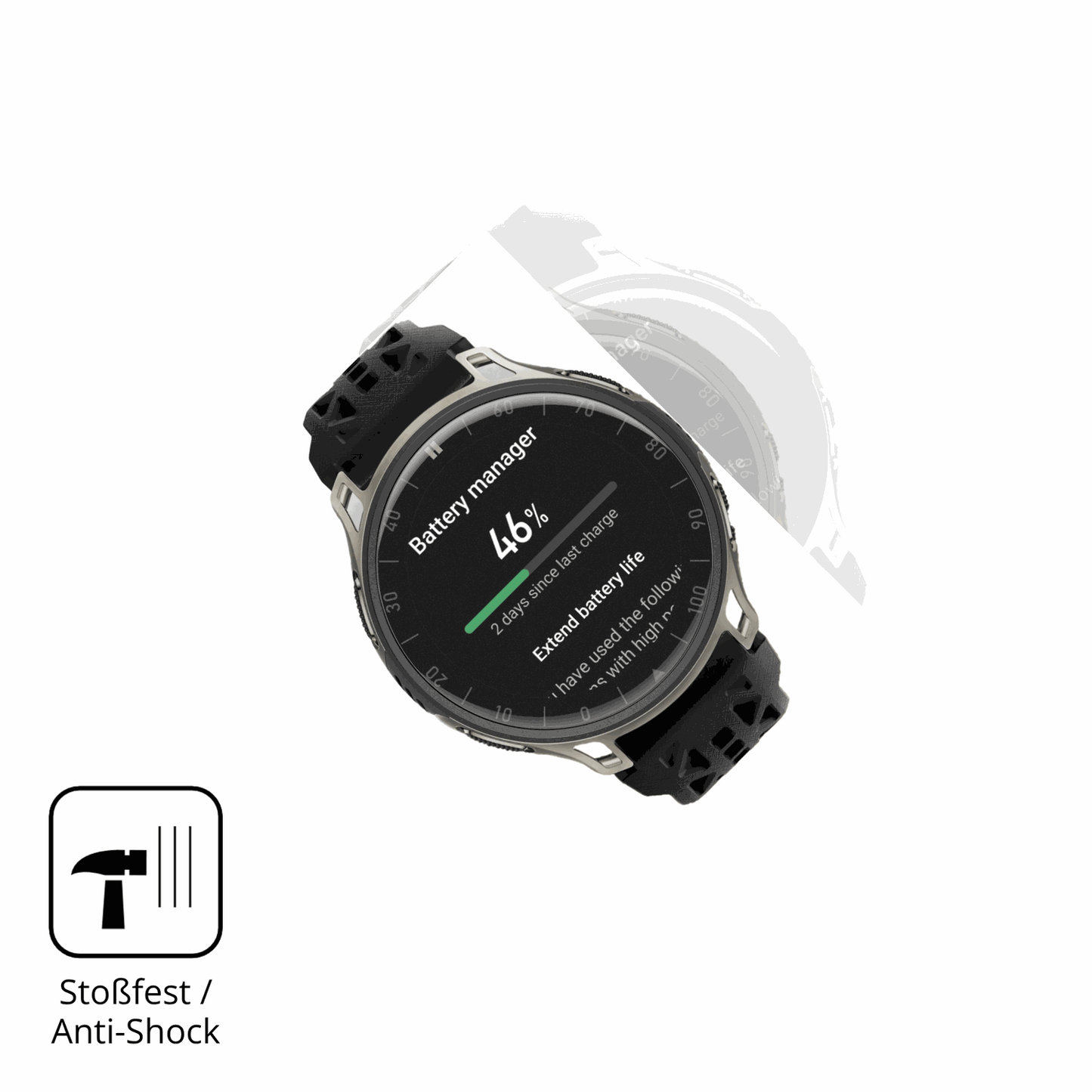 Schutz gegen Kratzer auf dem Amazfit Cheetah 2 Pro Glas durch Schlüssel, Stöße gegen die Tischkante oder Stürze