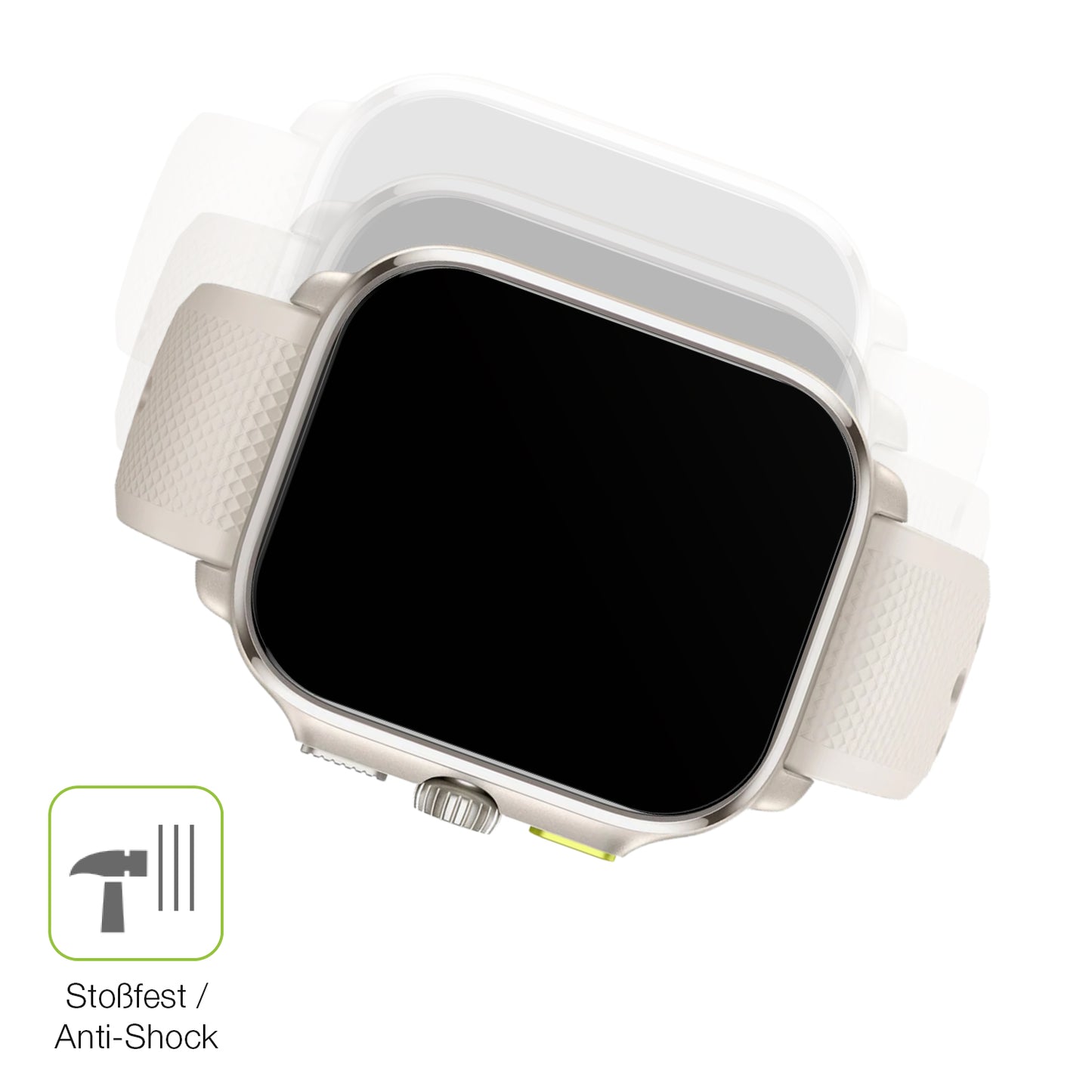 Schutz gegen Kratzer auf dem Amazfit Cheetah Square Glas durch Schlüssel, Stöße gegen die Tischkante oder Stürze