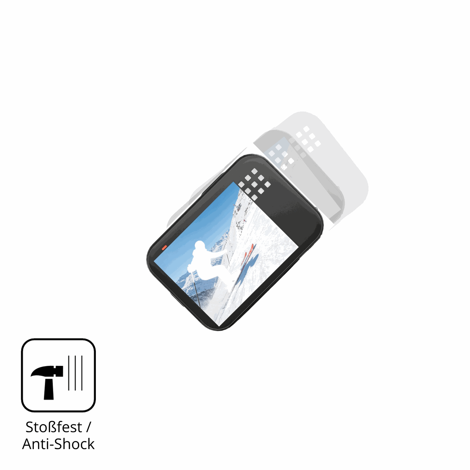 Schutz gegen Kratzer auf dem Camlance Q60-M Glas durch Schlüssel, Stöße gegen die Tischkante oder Stürze