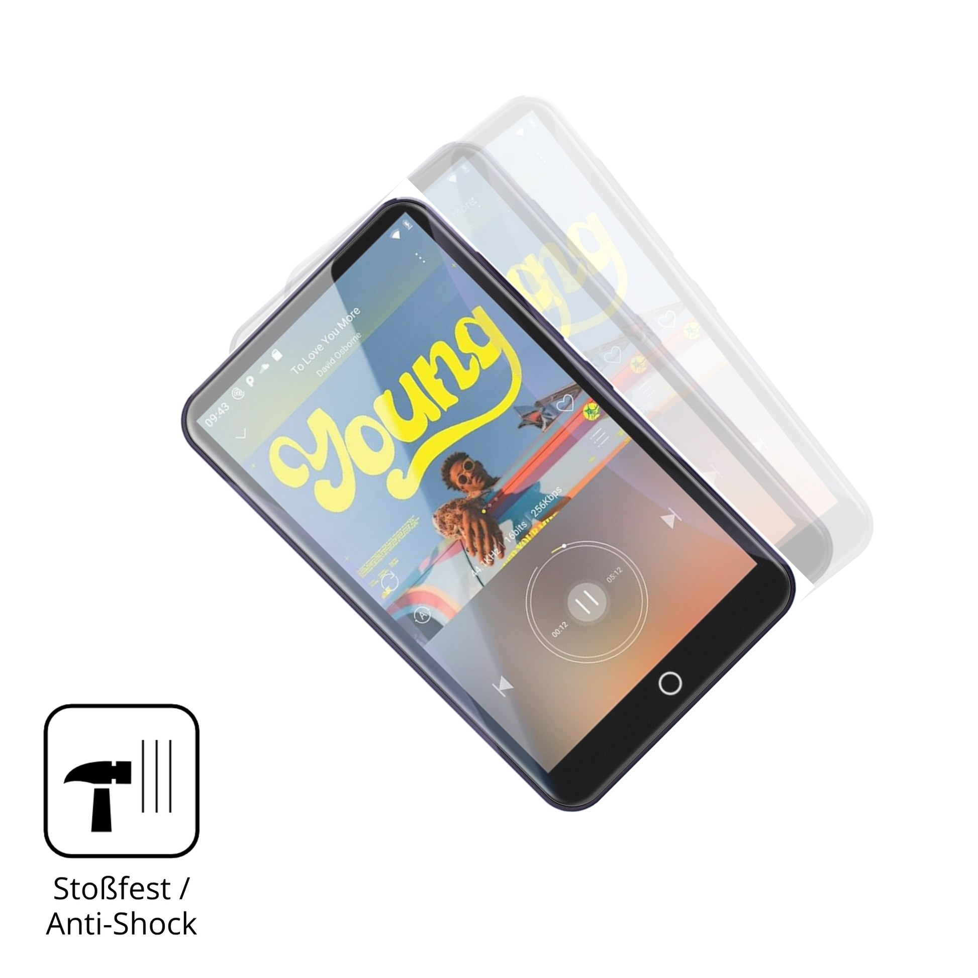 Schutz gegen Kratzer auf dem Fanvace EU-M31 MP3-Player Glas durch Schlüssel, Stöße gegen die Tischkante oder Stürze