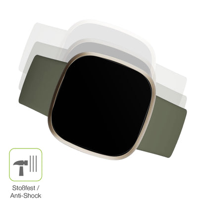 Schutz gegen Kratzer auf dem Fitbit Versa 3 Glas durch Schlüssel, Stöße gegen die Tischkante oder Stürze