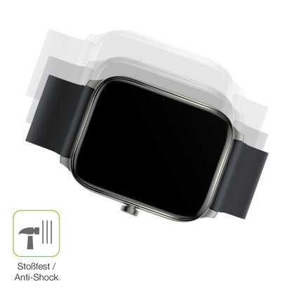 Schutz gegen Kratzer auf dem Haylou GST Smartwatch Glas durch Schlüssel, Stöße gegen die Tischkante oder Stürze