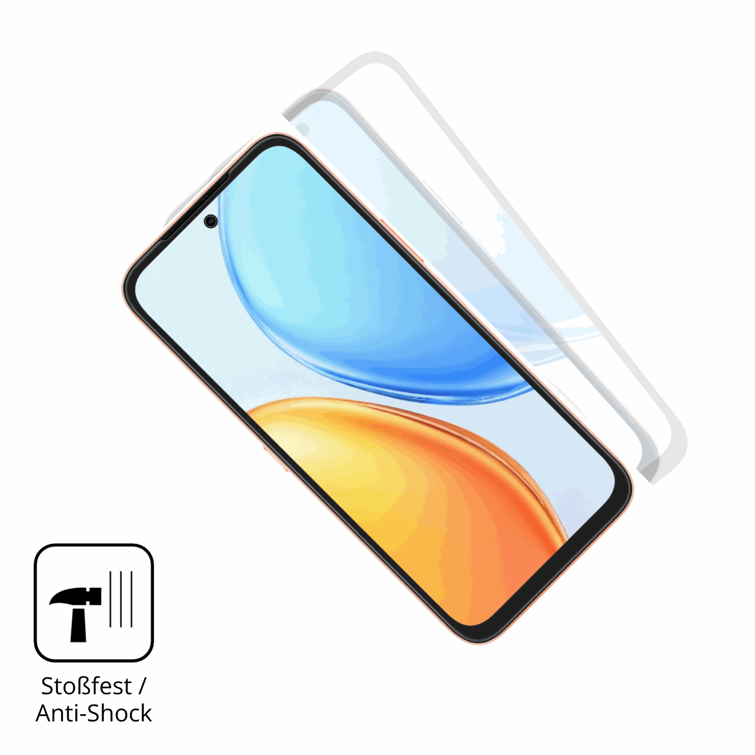Schutz gegen Kratzer auf dem Honor X7e Glas durch Schlüssel, Stöße gegen die Tischkante oder Stürze