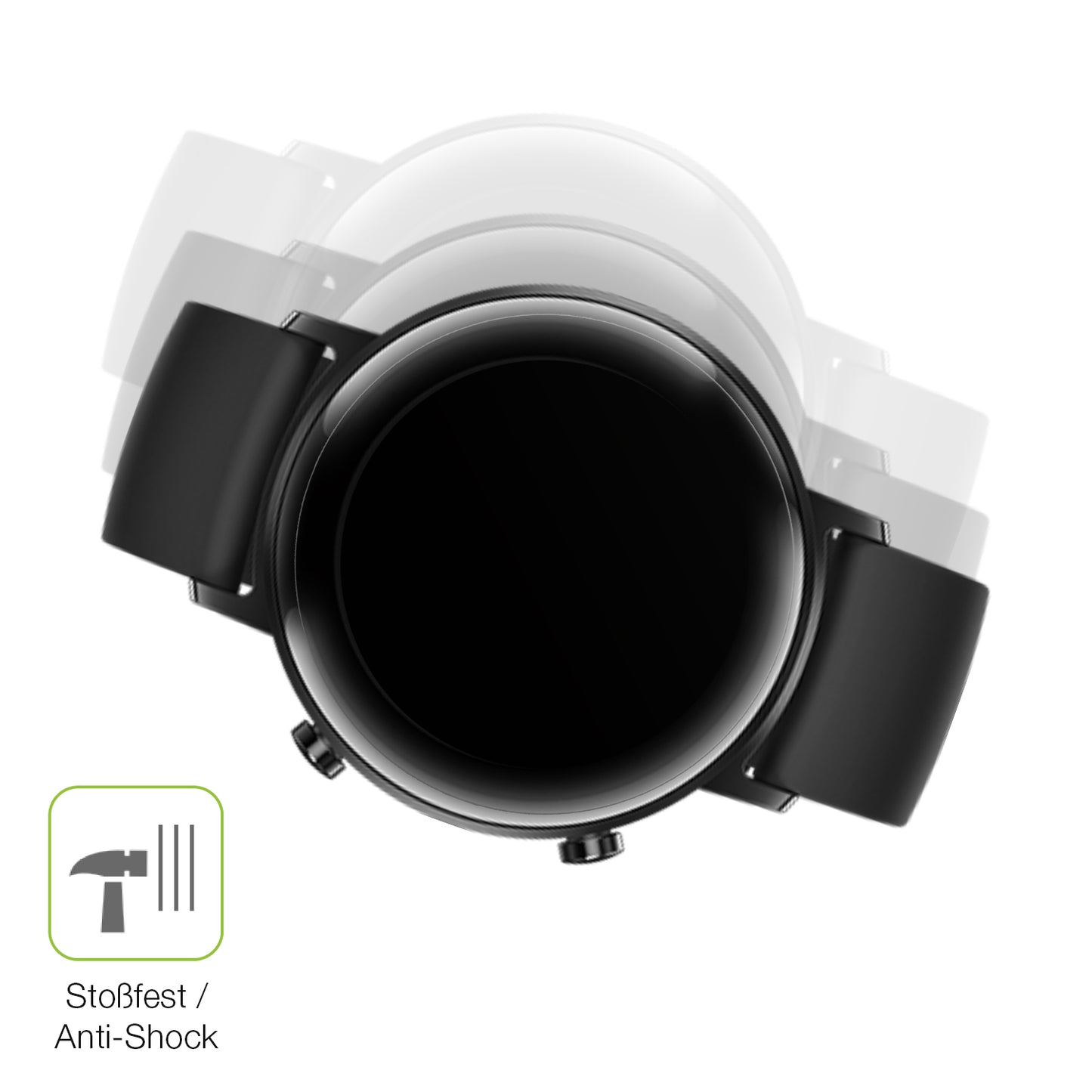 Schutz gegen Kratzer auf dem Huawei Watch GT2 42mm Glas durch Schlüssel, Stöße gegen die Tischkante oder Stürze