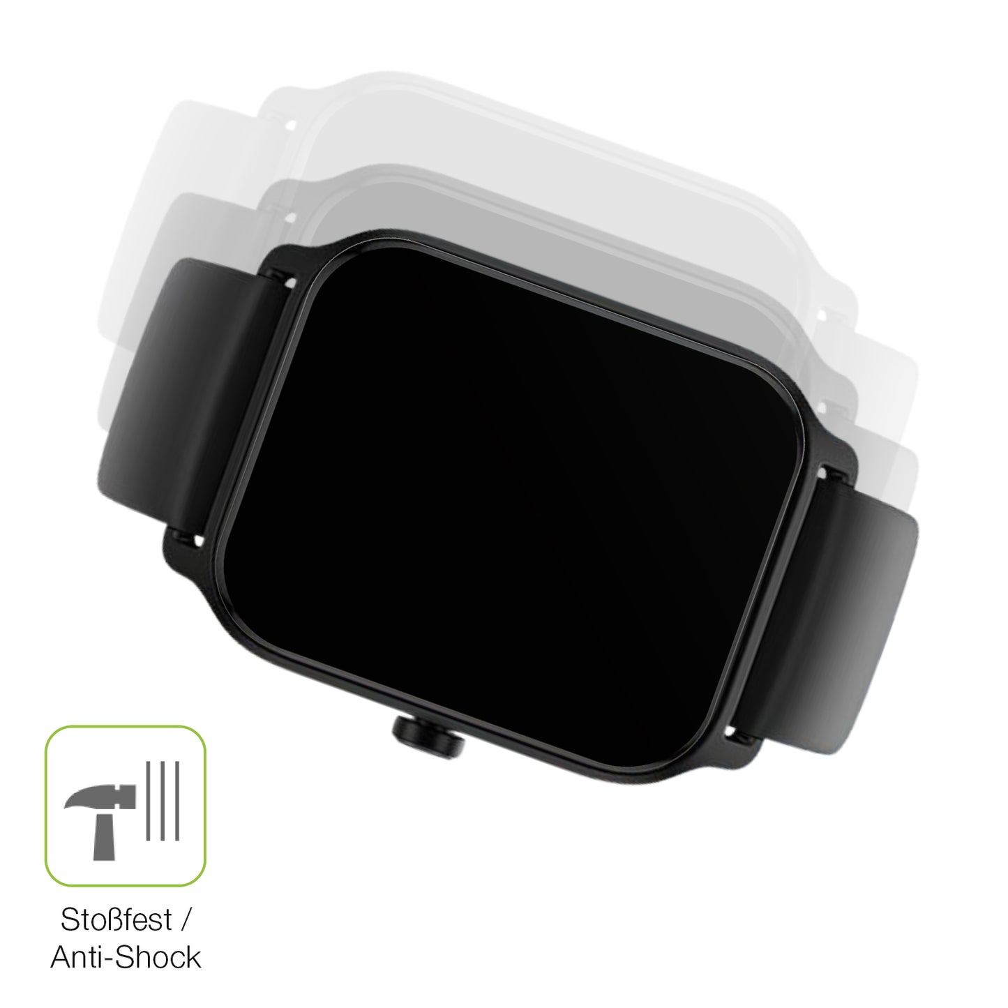 Schutz gegen Kratzer auf dem IFMDA 1.8 Zoll Smartwatch Glas durch Schlüssel, Stöße gegen die Tischkante oder Stürze