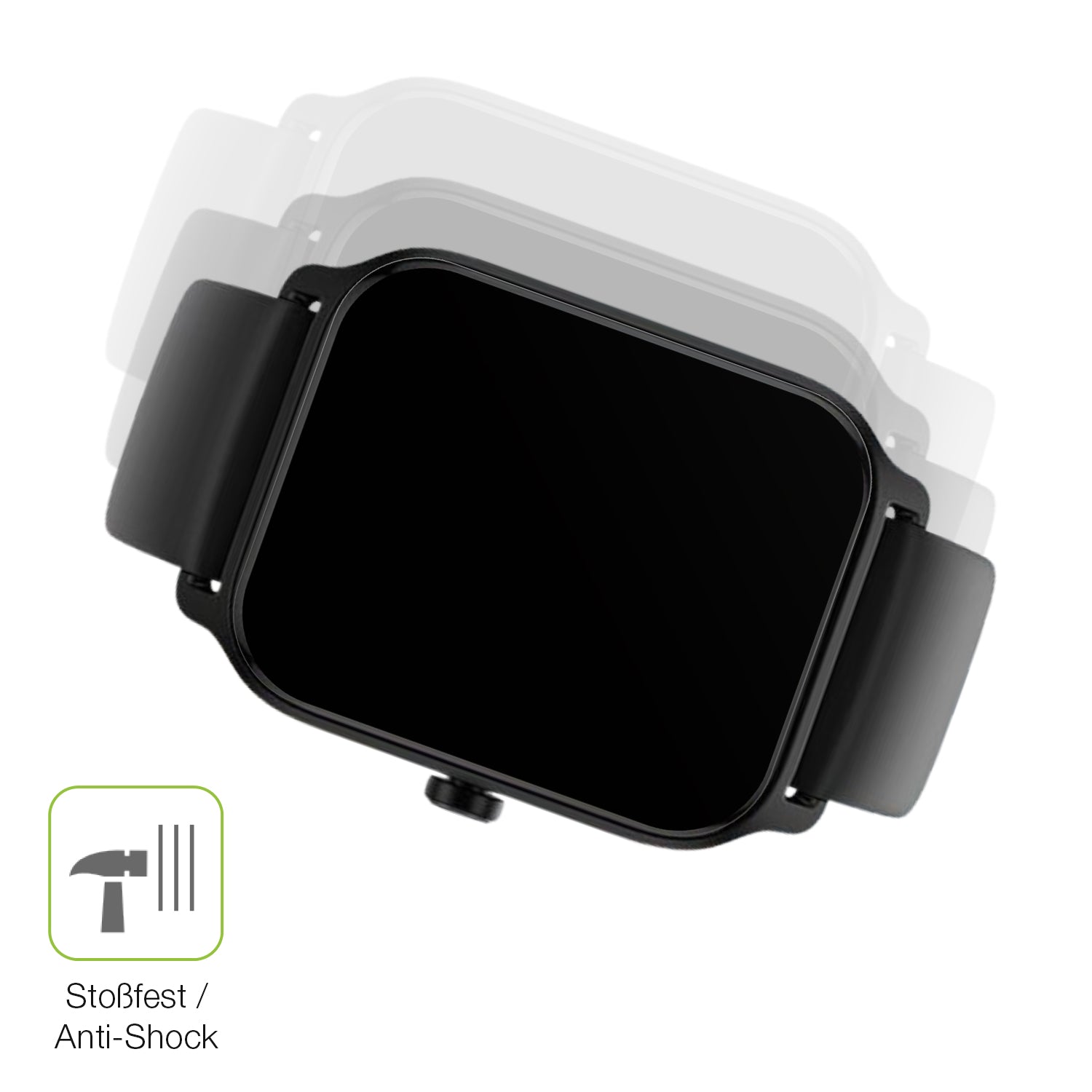Schutz gegen Kratzer auf dem IFMDA 1.8 Zoll Smartwatch Glas durch Schlüssel, Stöße gegen die Tischkante oder Stürze
