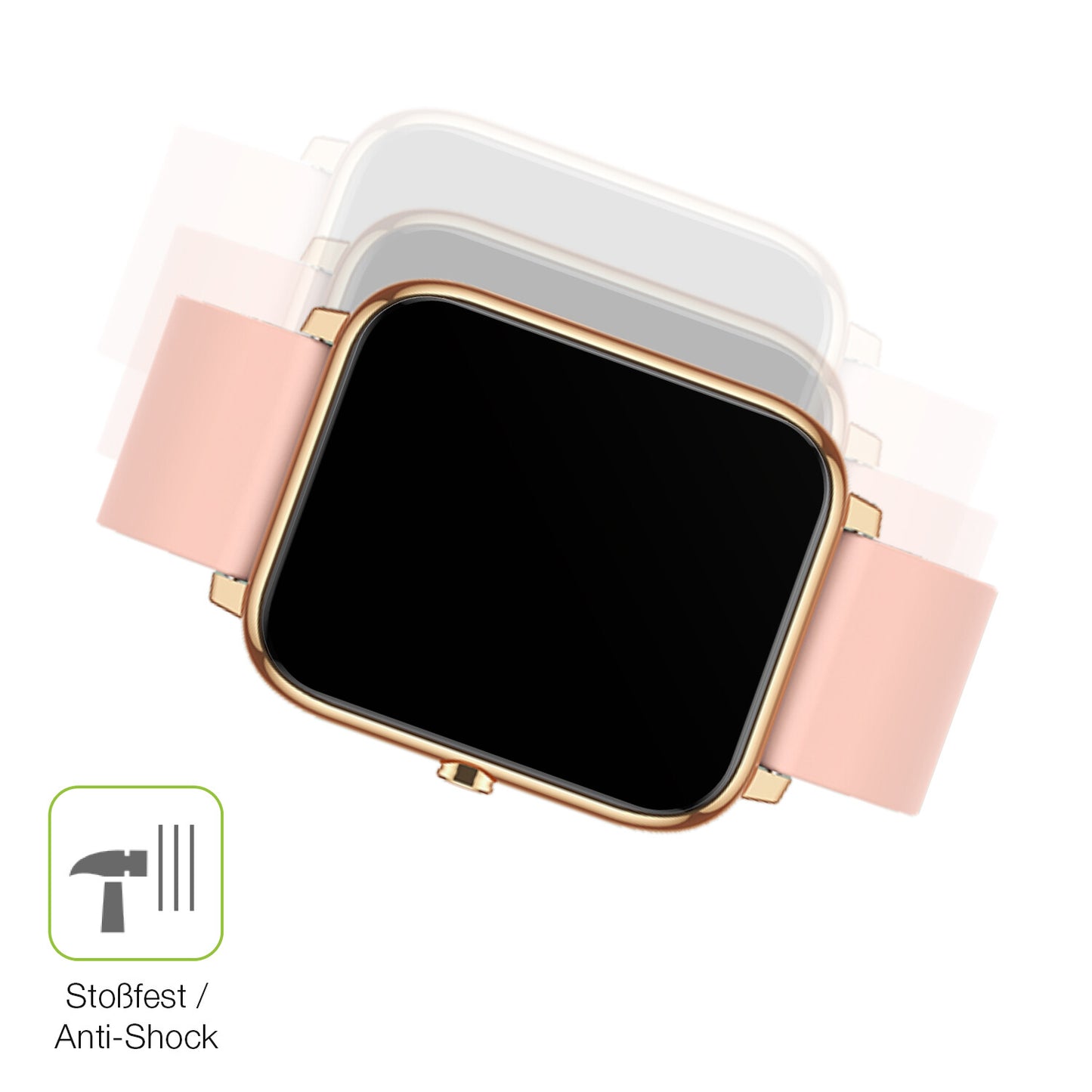 Schutz gegen Kratzer auf dem Kalinco CS201C Smartwatch Glas durch Schlüssel, Stöße gegen die Tischkante oder Stürze