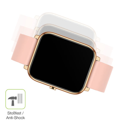 Schutz gegen Kratzer auf dem Kalinco CS201C Smartwatch Glas durch Schlüssel, Stöße gegen die Tischkante oder Stürze
