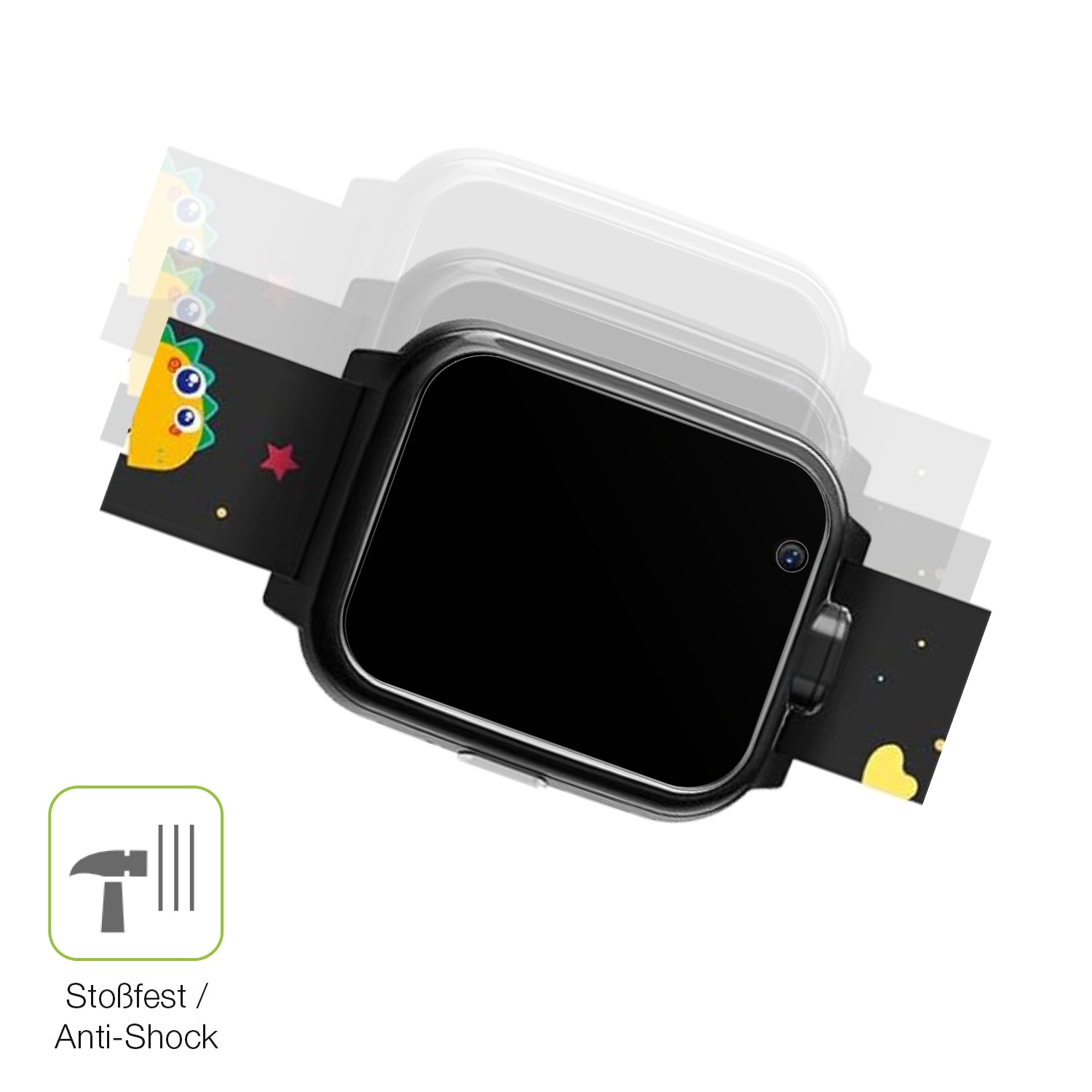 Schutz gegen Kratzer auf dem Okyuk Kinder Smartwatch T13001 Glas durch Schlüssel, Stöße gegen die Tischkante oder Stürze