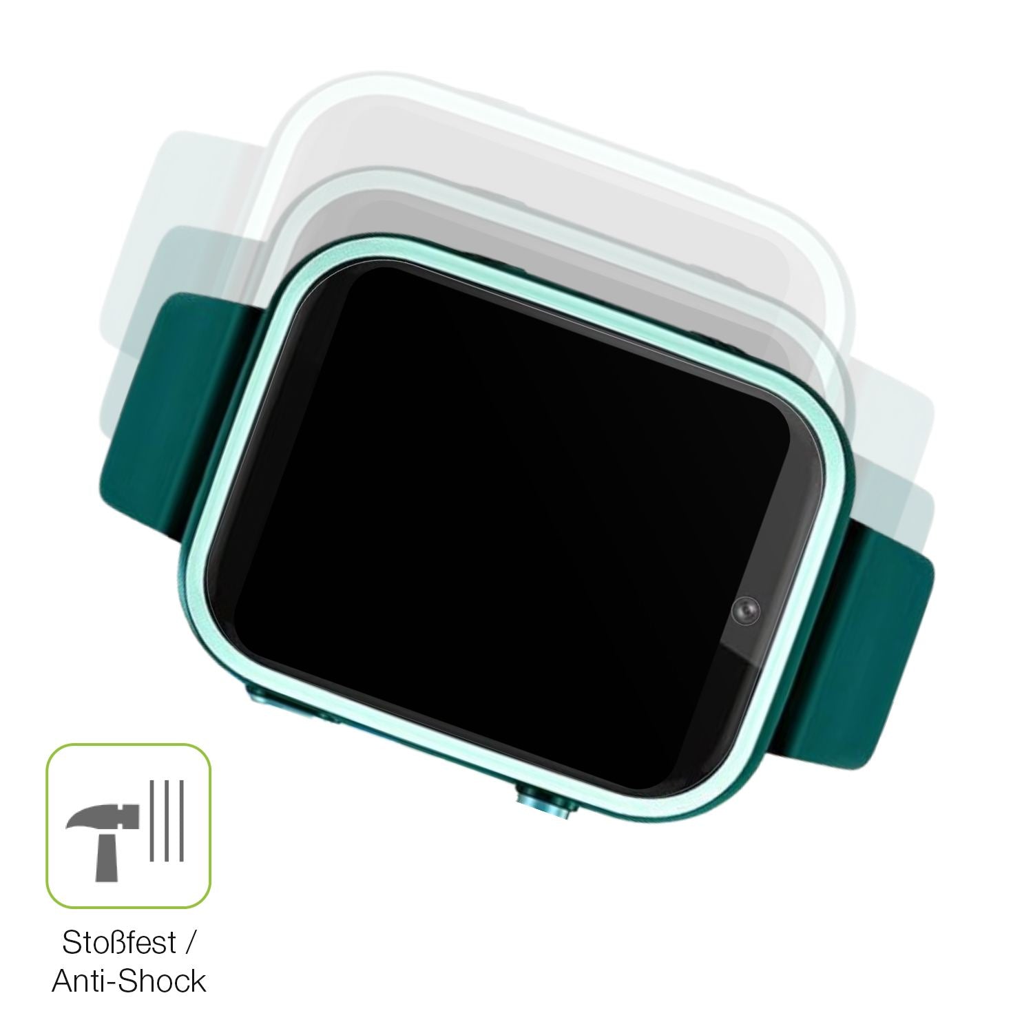 Schutz gegen Kratzer auf dem Okyuk T45 Smartwatch Kinder Glas durch Schlüssel, Stöße gegen die Tischkante oder Stürze