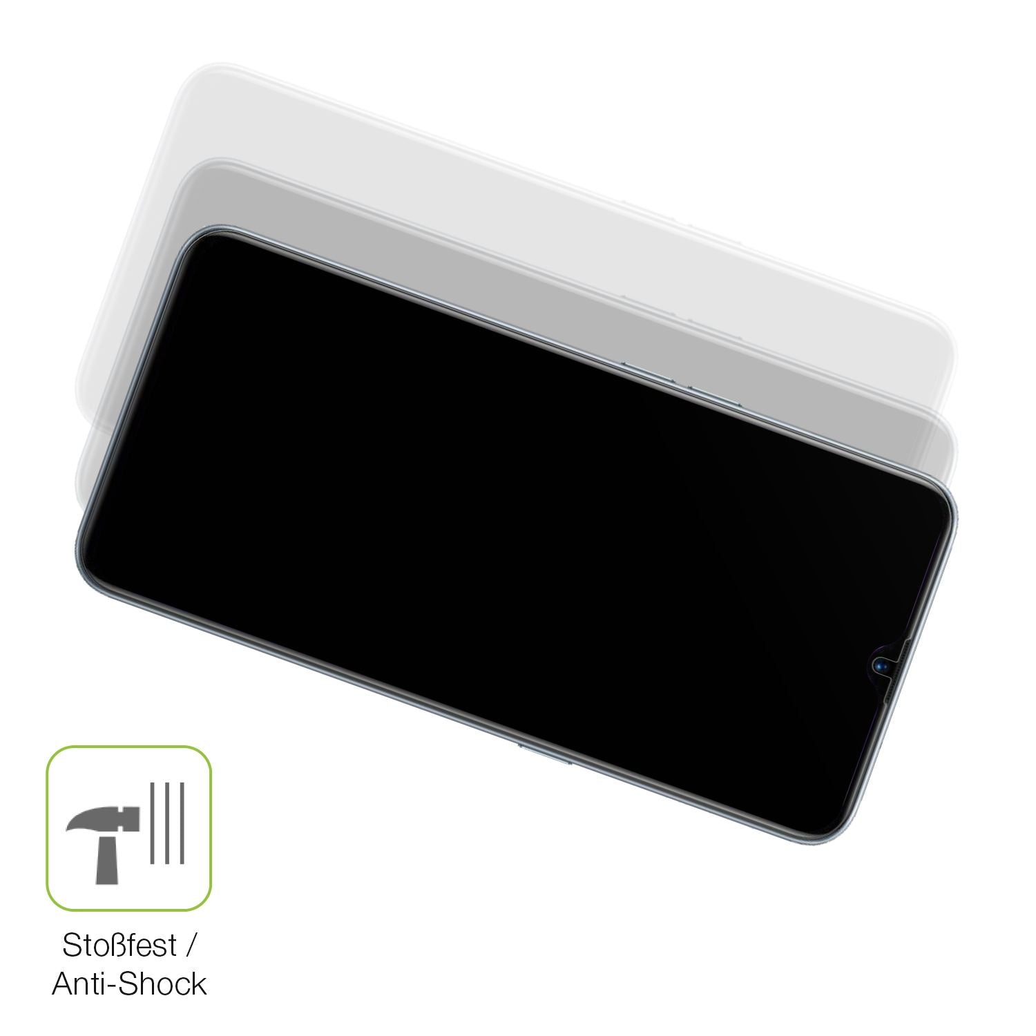 Schutz gegen Kratzer auf dem Oppo Realme XT Glas durch Schlüssel, Stöße gegen die Tischkante oder Stürze